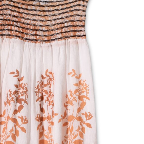 Boho Dress - Womens Large - Upcycled Summer Floral Beach Strapless Midi Sundress - Picture 1 of 6